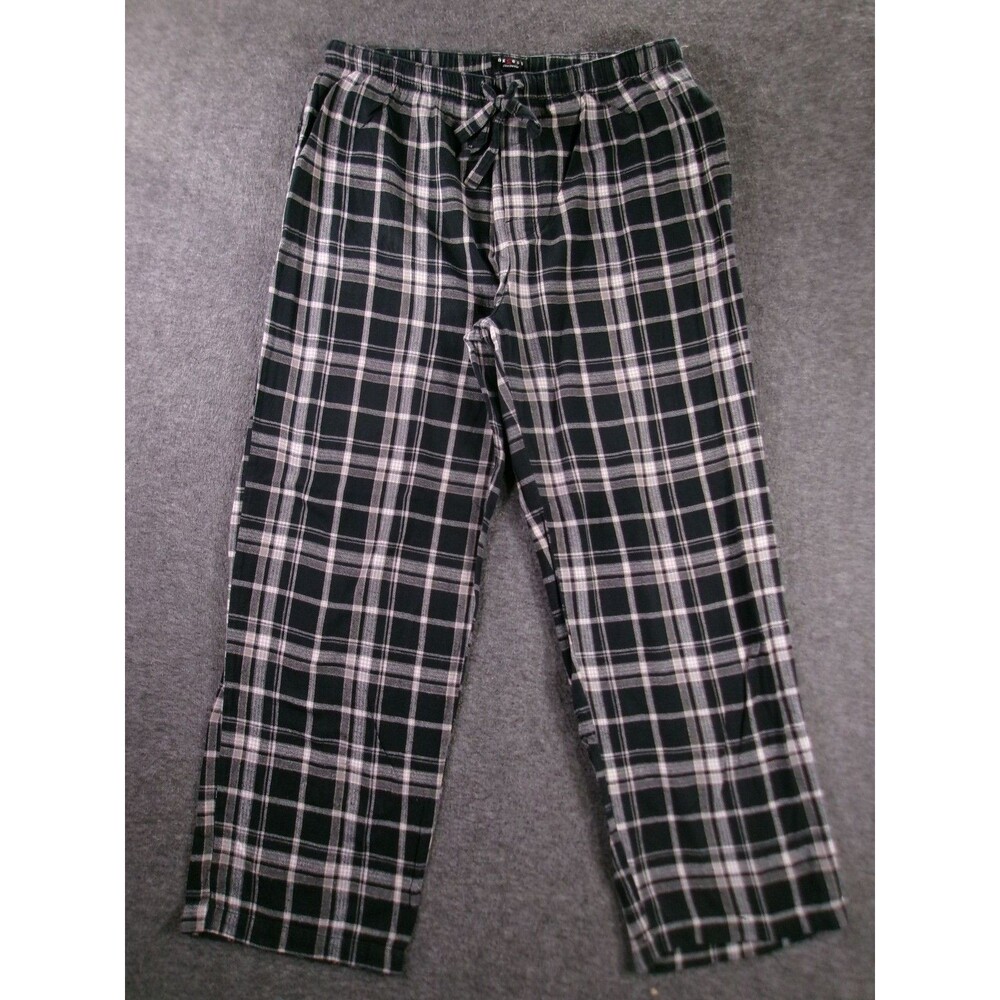 Axcess Sleepwear Pajama Pant Women L Gray Plaid Flannel Drawstring Lounge Causal